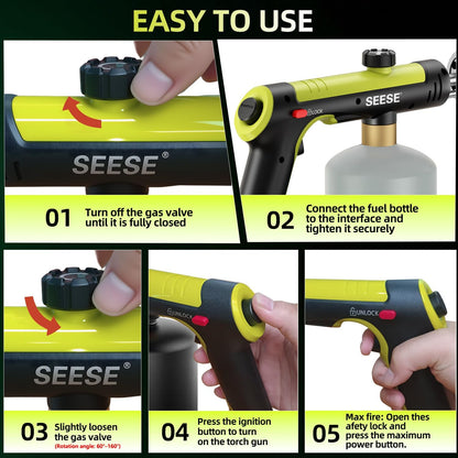 One-touch propane torch with adjustable flame control for charcoal, campfires, BBQ, and outdoor cooking
